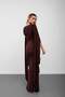 Brown Low-Cut Bat Sleeve Long Dress - 5