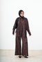Women's Geometric Pattern Satin Set Brown