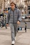 Men's Seasonal Hooded Gray Thick Coat - 3