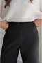 Black Draped Satin Wide-Leg Trousers - 5