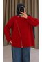 High Collar Side Zipper Knitwear Sweater - 7680 - Red (Os) - 2