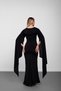 Black low-cut batwing sleeve maxi dress - 8