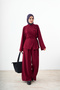 Women's Chinese Buttoned Stand Collar Suit Burgundy