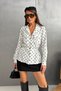 Women's White Black Polka Dot Double Pocket Elastic Waist Shirt Blouse - 2