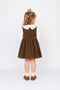 Girl's Brown Velvet Gilet Dress and Ecru Baby Collar Blouse 2-Piece Set - 2