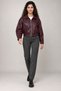 Women's burgundy leather jacket - belt detailed oversize leather jacket - 4
