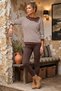 Brown Asymmetrical Collar Long Sleeve Striped Ribbed Hem Casual Knitwear Sweater 60 58 - 5