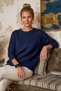 Navy Blue Round Neck Long Sleeve Ribbed Glittery Hem Ribbed Casual Knitwear Sweater 0 0 - 3