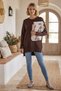 Brown Round Neck Glittery Slit Casual Long Back Oversize Knitwear Sweater 75 68 - 5