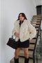 Ecru Fur Coat with Snap Closure - 3
