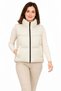 Stand collar satin lined zippered pockets long back oval cut puffer vest - beige - 2