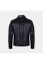 Men's Black Leather Jacket with Removable Fur-Look Collar - 4