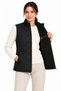 Stand collar, fleece-lined, four-pocket, diamond pattern quilted vest - black - 3