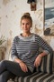 Gray Melange Asymmetric Collar Long Sleeve Striped Ribbed Hem Casual Knitwear Sweater 60 58 - 5
