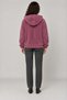 Women's Plum Oversize Hooded Plush Sweatshirt with Pockets - 5
