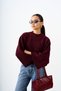 Women's Bat Sleeve Short Knit Sweater Plum - 4