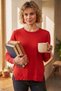 Red Round Neck Long Sleeve Stoned Slit Casual Knit Sweater 60 58