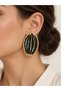 Larin Black Gold Plated Detailed Earrings - 2