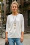 Ecru Boat Neck 3/4 Sleeve Thin Collar Casual Basic Knitwear Sweater 67 64 - 7