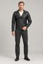 Men's Black Slim Fit Leather Jacket with Pocket Detail