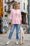 Pink Boat Neck 3/4 Sleeve Thin Necklace Casual Basic Knitwear Sweater 67 64 - 4