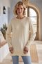 Ecru Round Neck Glittery Slit Casual Long Back Oversize Knitwear Sweater 75 68 - 7