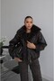 Bitter Brown Solia Fur Collared Leather Coat