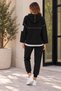 Casual Chic - Women's Hooded Contrast Stitch Detailed Trousers Oversized Sweatshirt Two-Piece Set - 3