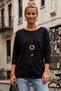 Black Boat Neck 3/4 Sleeve Thin Collar Casual Basic Knitwear Sweater 67 64 - 6