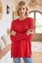 Red Round Neck Glittery Slit Casual Long Back Oversize Knitwear Sweater 75 68 - 3