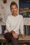 Ecru Round Neck Long Sleeve Ribbed Glittery Hem Ribbed Casual Knitwear Sweater 0 0