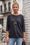 Anthracite Boat Neck 3/4 Sleeve Thin Collar Casual Basic Knitwear Sweater 67 64 - 5