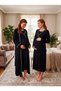 New Season Black Double-Breasted Collared Full-Length Design with Nursing Features Long Sleeve 100% Cotton Maternity Nightgown Set - 6