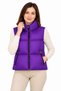 Stand collar satin lined zipper pocket long back oval cut puffer vest - purple - 3