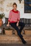 Red Asymmetrical Collar Long Sleeve Striped Ribbed Hem Casual Knitwear Sweater 60 58 - 5