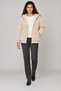 Women's Beige Oversize Hooded Plush Sweatshirt with Pockets - 2