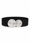 Double Round Metal Buckle Women's Wide Elastic Corset Belt Stylish Belt for Dress and Jacket - 2