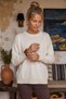 Ecru Round Neck Long Sleeve Ribbed Glittery Hem Ribbed Casual Knitwear Sweater 0 0 - 5