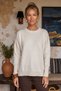 Ecru Round Neck Long Sleeve Ribbed Glittery Hem Ribbed Casual Knitwear Sweater 0 0 - 3