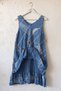 Italian Indigo V-Neck Sleeveless Fish Pattern Double Layer Casual Cotton Woven Dress 92 58 - 3
