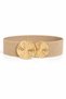 Double Round Metal Buckle Women's Wide Elastic Corset Belt Stylish Belt for Dress and Jacket - 2