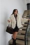 Ecru Fur Coat with Snap Closure - 4