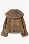 Camel Vintage Fur Detailed Denim Coat - 8