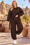 Plus Size Women's Side Tie Detailed Relaxed Fit Blouse and Pants Two-Piece Set - 6