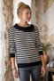 Black Asymmetrical Collar Long Sleeve Striped Ribbed Hem Casual Knitwear Sweater 60 58 - 7