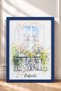 Naples Written Floral Wrought Iron Balcony Framed Painting Italy Poster Wall Decor Itn053 - 3