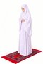 Women's Floral Print Prayer Dress – White & Purple Full Coverage Islamic Prayer Outfit