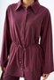 Women's Skirt with Stitching Detail, Tie-Up Shirt, Collared Pants Suit, Plum Color - 6