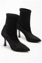 Women's High Thin Heeled Stretch Suede Comfort Boots - 4