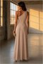 Single Belted Evening Dress Off Shoulder Maxi Dress - 2